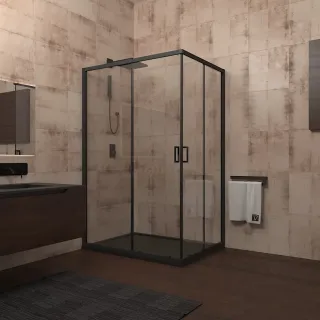 Душевой уголок Veconi Rovigo RV-14, 1200x1000x1950, черный, стекло прозрачное